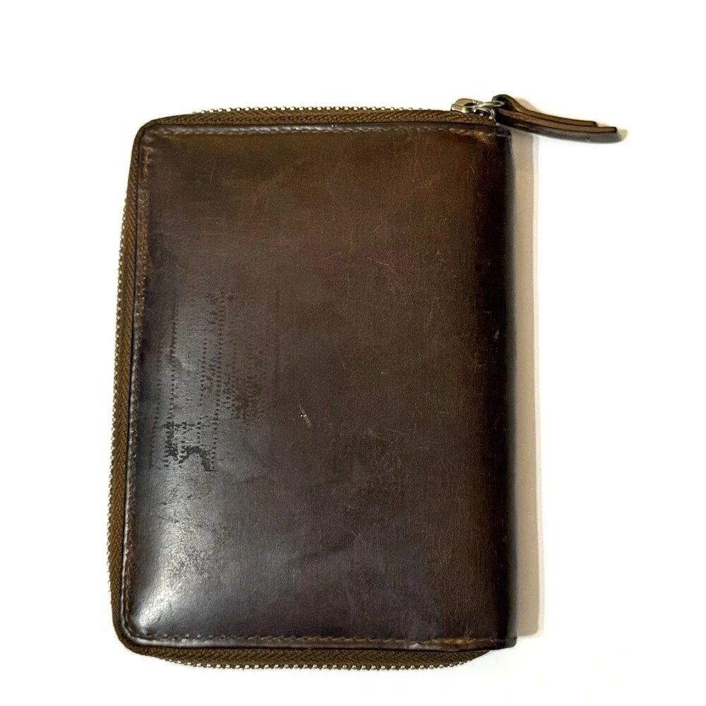 European Brown Leather Zip Wallet Coin Pocket Menzo Austria Heritage
